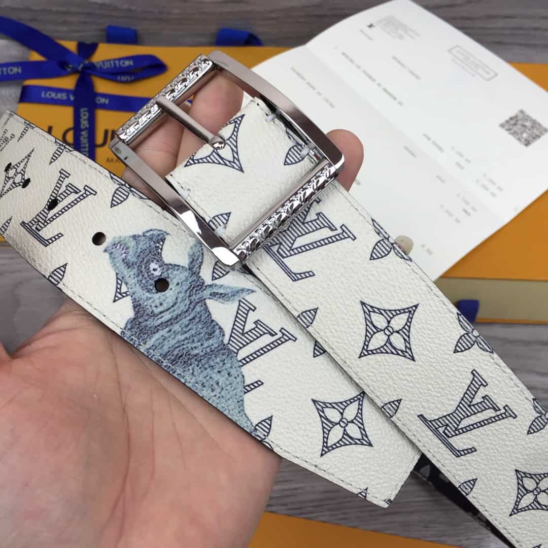 LOUIS VUITTON WHITE/BLUE MONOGRAM BELT