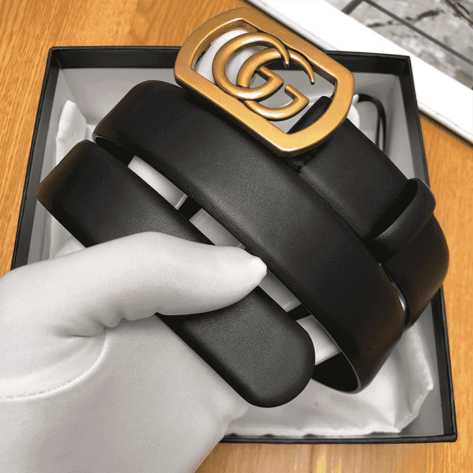 GUCCI BELT WITH FRAMED DOUBLE G BUCKLE - B8