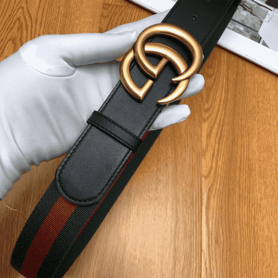 GUCCI GG BELT CUIR GREEN/RED LEATHER NE.RO - B13
