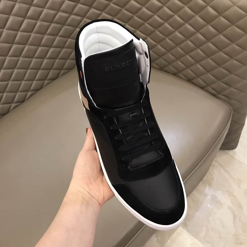 BURBERRY LEATHER AND HOUSE CHECK HI-TOP SNEAKERS - BBR28