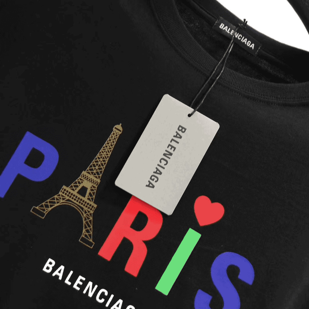 BALENCIAGA MEN'S BLACK MODE LOGO TEE - BB42