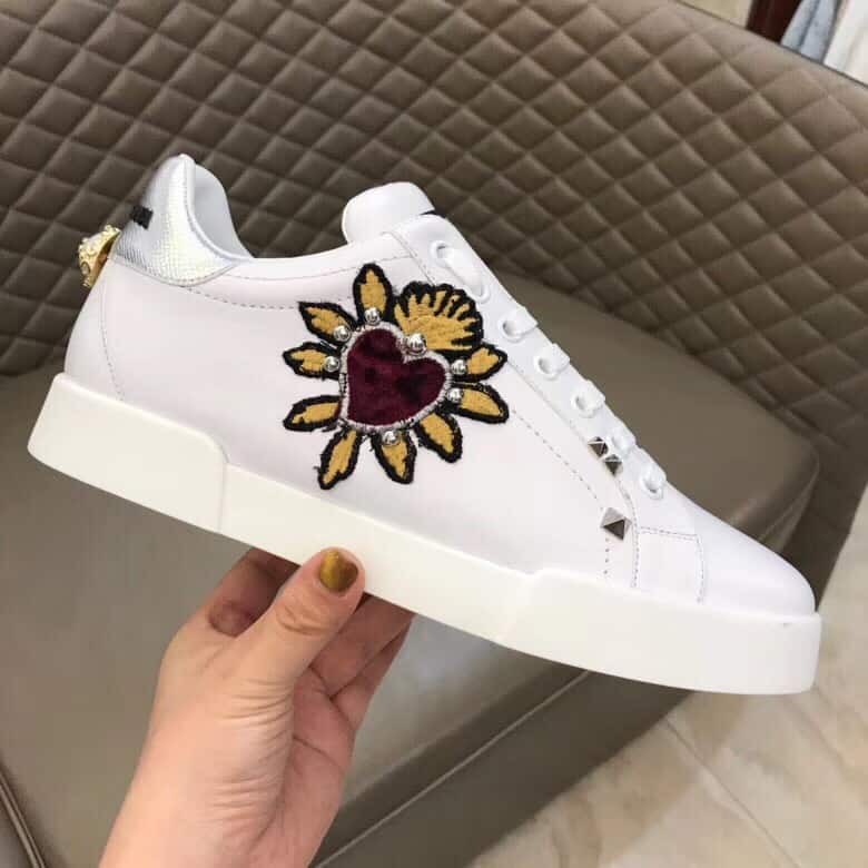 DOLCE & GABBANA SNEAKERS PORTOFINO IN VITELLO NAPPATO CON PATCH