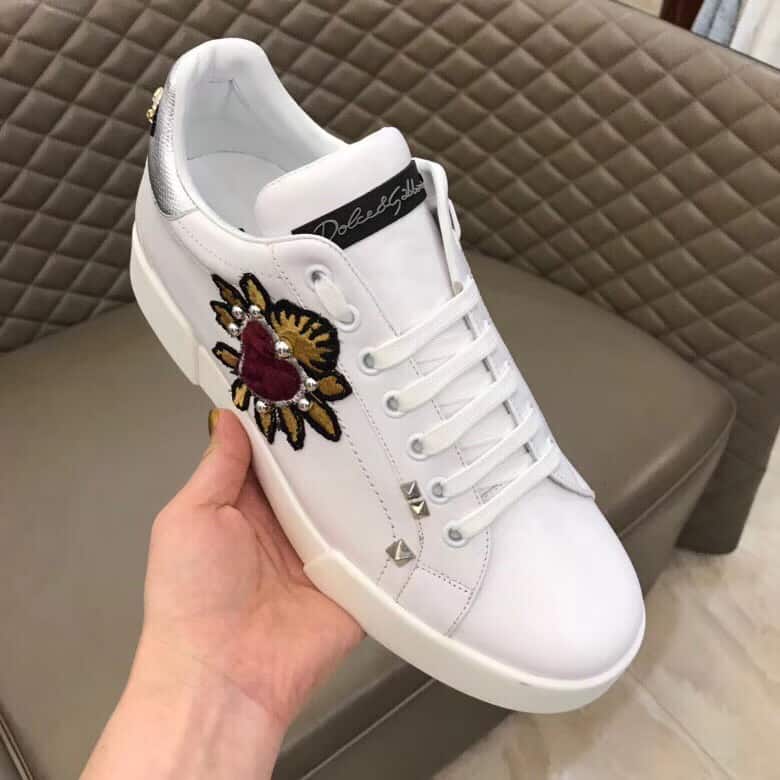DOLCE & GABBANA SNEAKERS PORTOFINO IN VITELLO NAPPATO CON PATCH