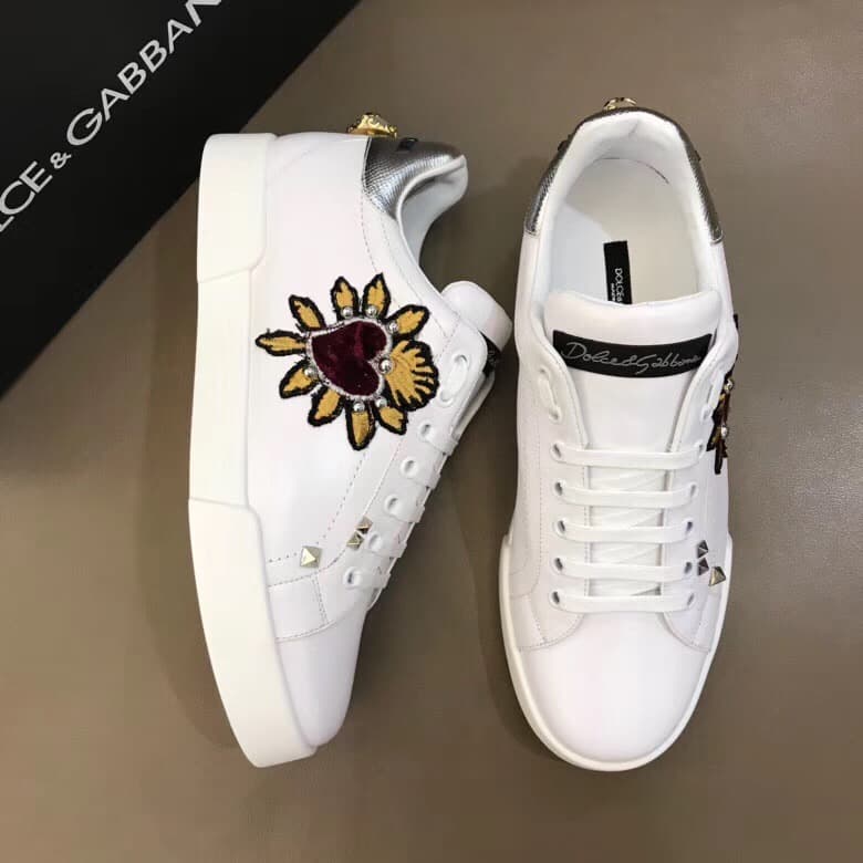 DOLCE & GABBANA SNEAKERS PORTOFINO IN VITELLO NAPPATO CON PATCH