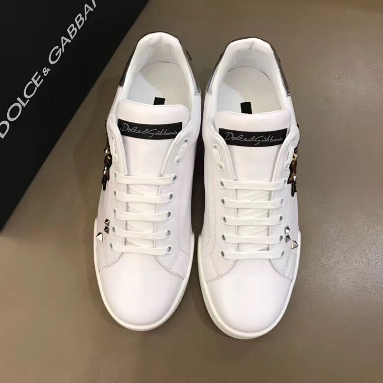 DOLCE & GABBANA SNEAKERS PORTOFINO IN VITELLO NAPPATO CON PATCH