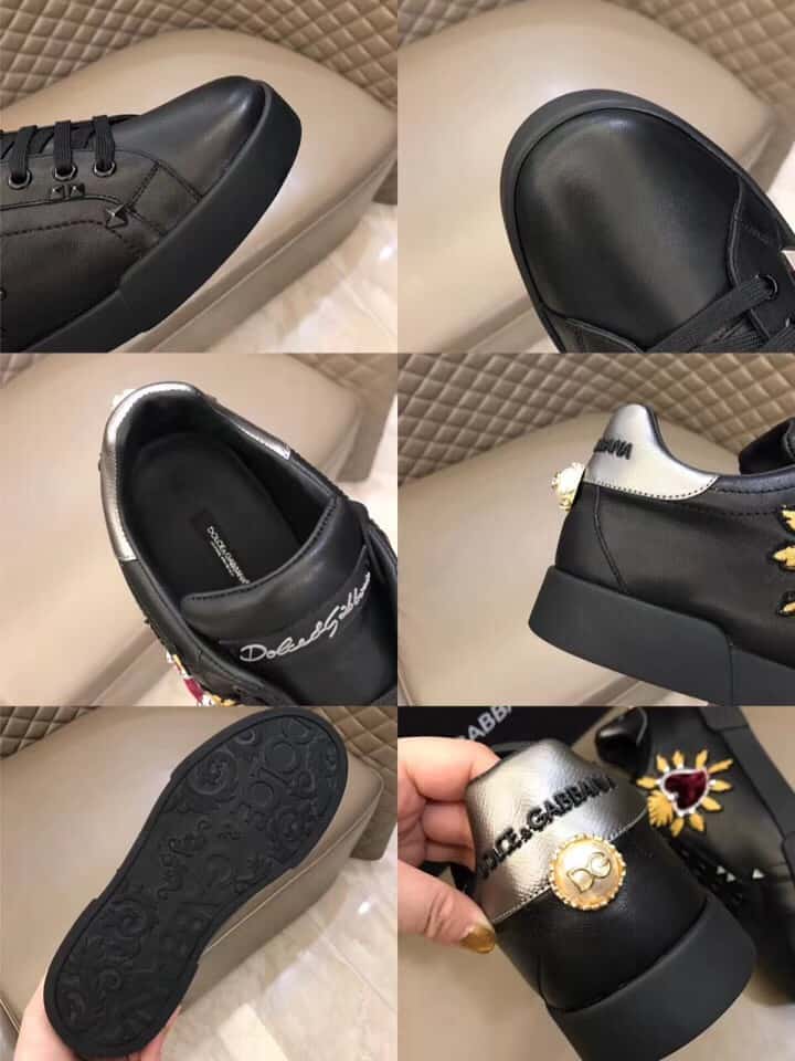 DOLCE & GABBANA SNEAKERS PORTOFINO IN VITELLO NAPPATO CON PATCH