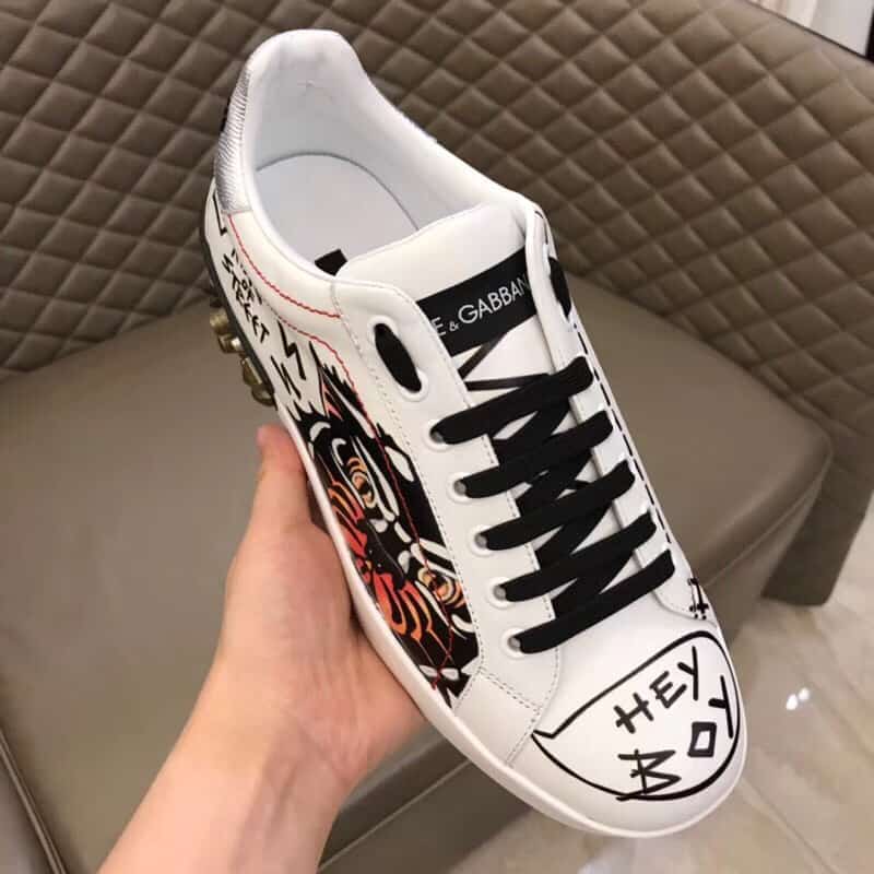 DOLCE & GABBANA PORTOFINO SNEAKERS WITH APPLIQUS