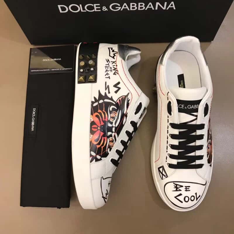 DOLCE & GABBANA PORTOFINO SNEAKERS WITH APPLIQUS