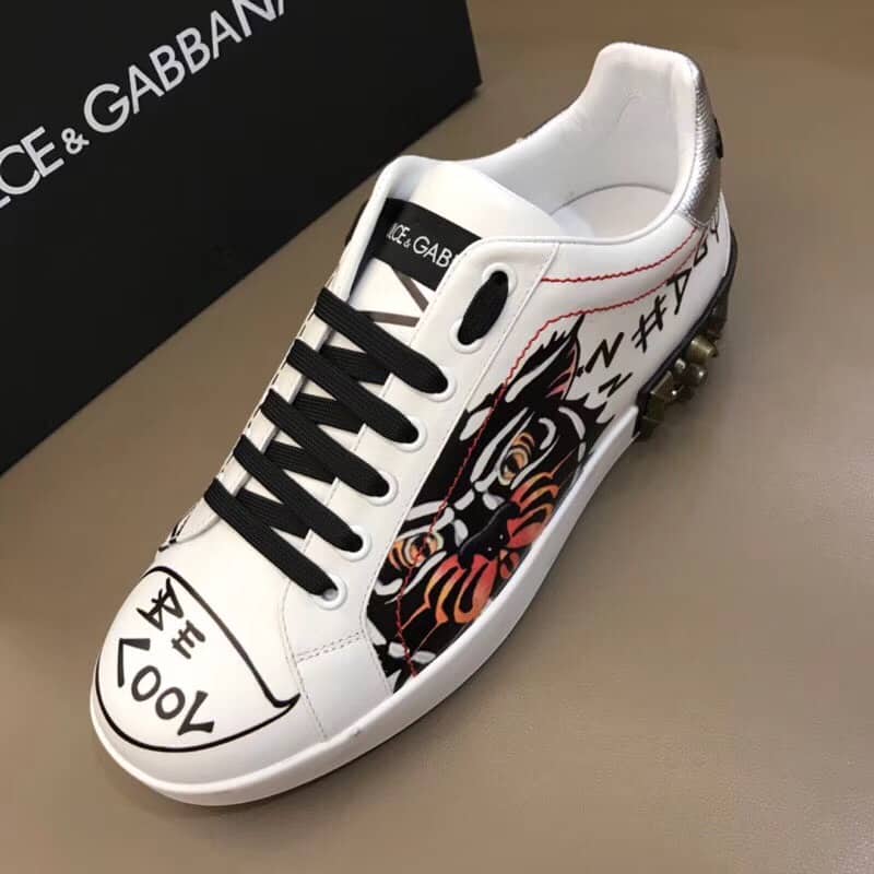 DOLCE & GABBANA PORTOFINO SNEAKERS WITH APPLIQUS