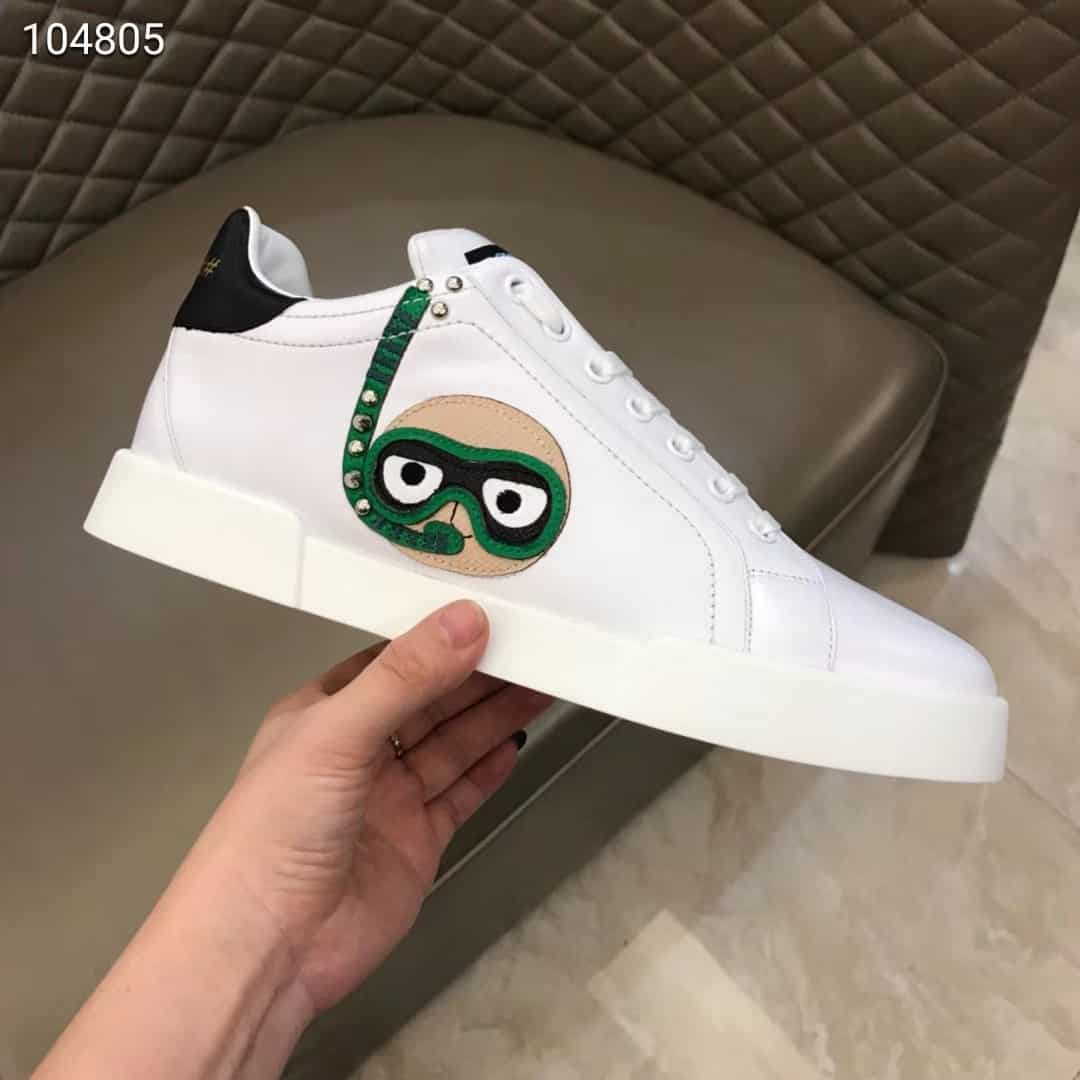 DOLCE & GABBANA CALFSKIN PORTOFINO SNEAKERS WITH PATCHES OF THE DESIGNERS - DG2