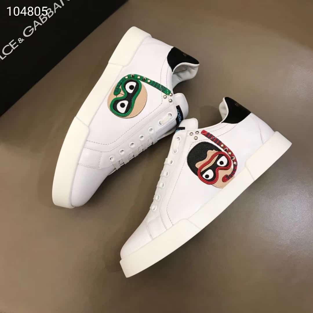 DOLCE & GABBANA CALFSKIN PORTOFINO SNEAKERS WITH PATCHES OF THE DESIGNERS - DG2