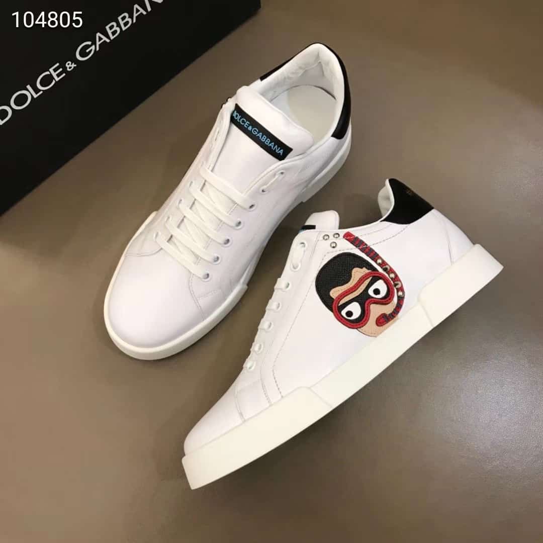 DOLCE & GABBANA CALFSKIN PORTOFINO SNEAKERS WITH PATCHES OF THE DESIGNERS - DG2