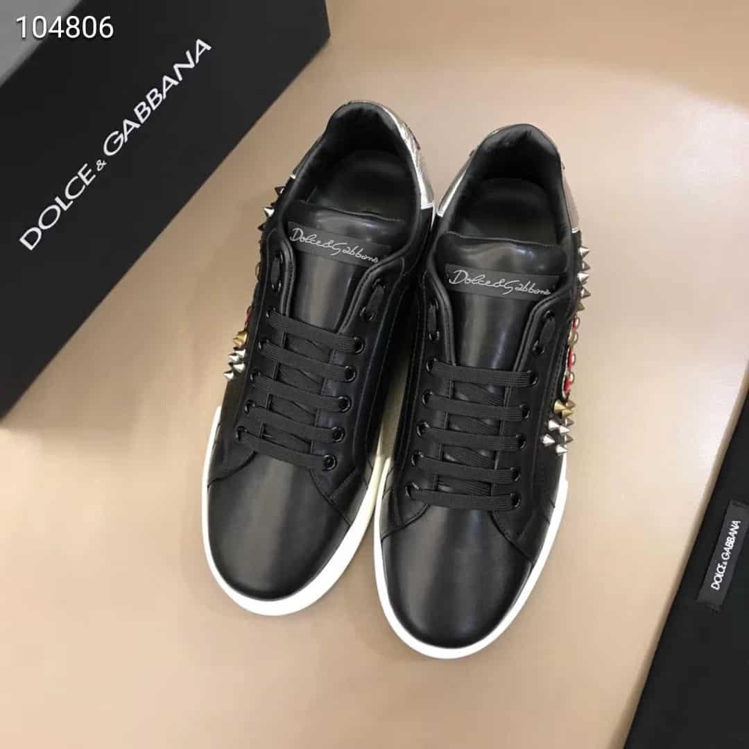 DOLCE & GABBANA CALFSKIN PORTOFINO SNEAKERS WITH PATCH - DG1