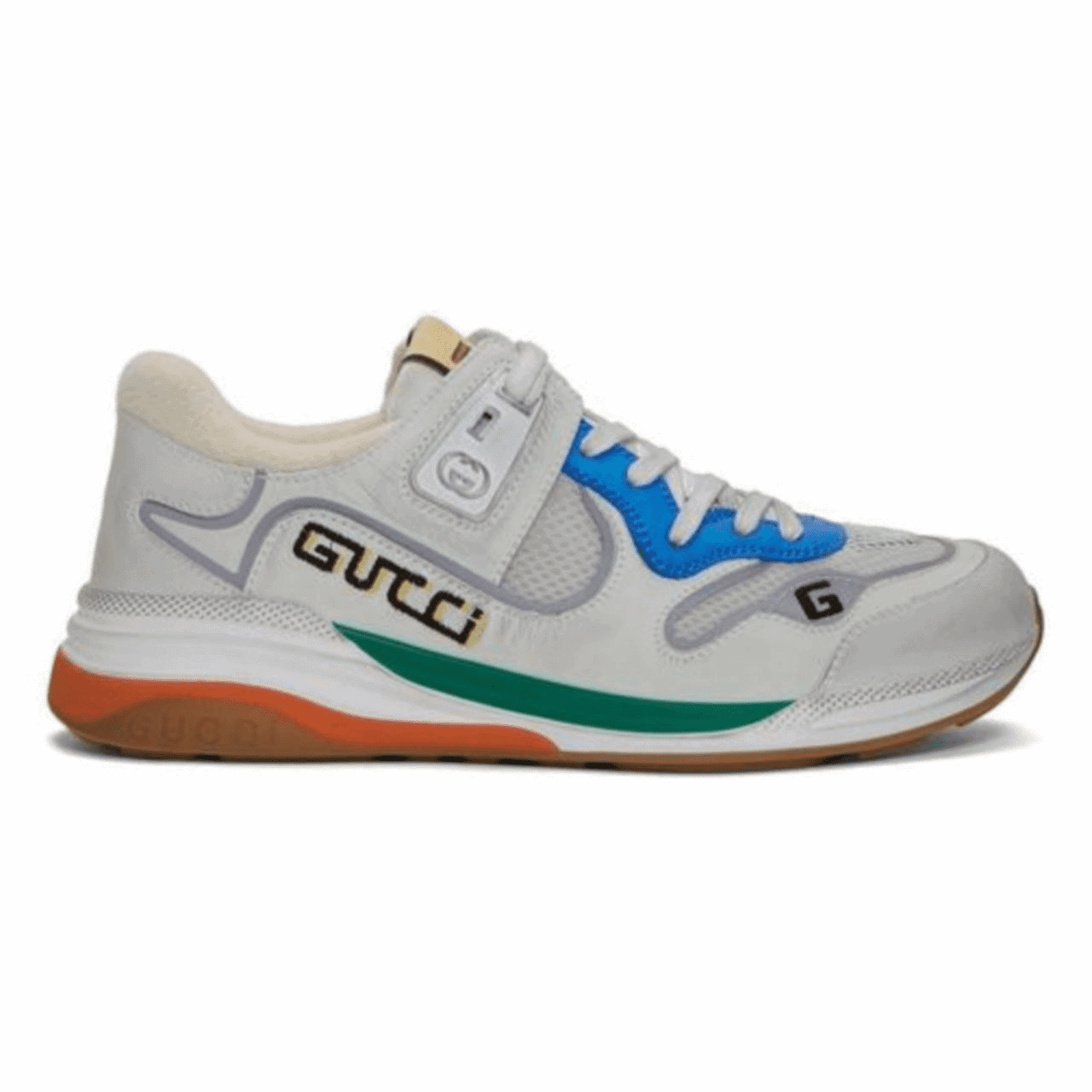 GUCCI G LINE SNEAKERS IN LEATHER AND MESH WITH EMBROIDERED LOGO - GC117