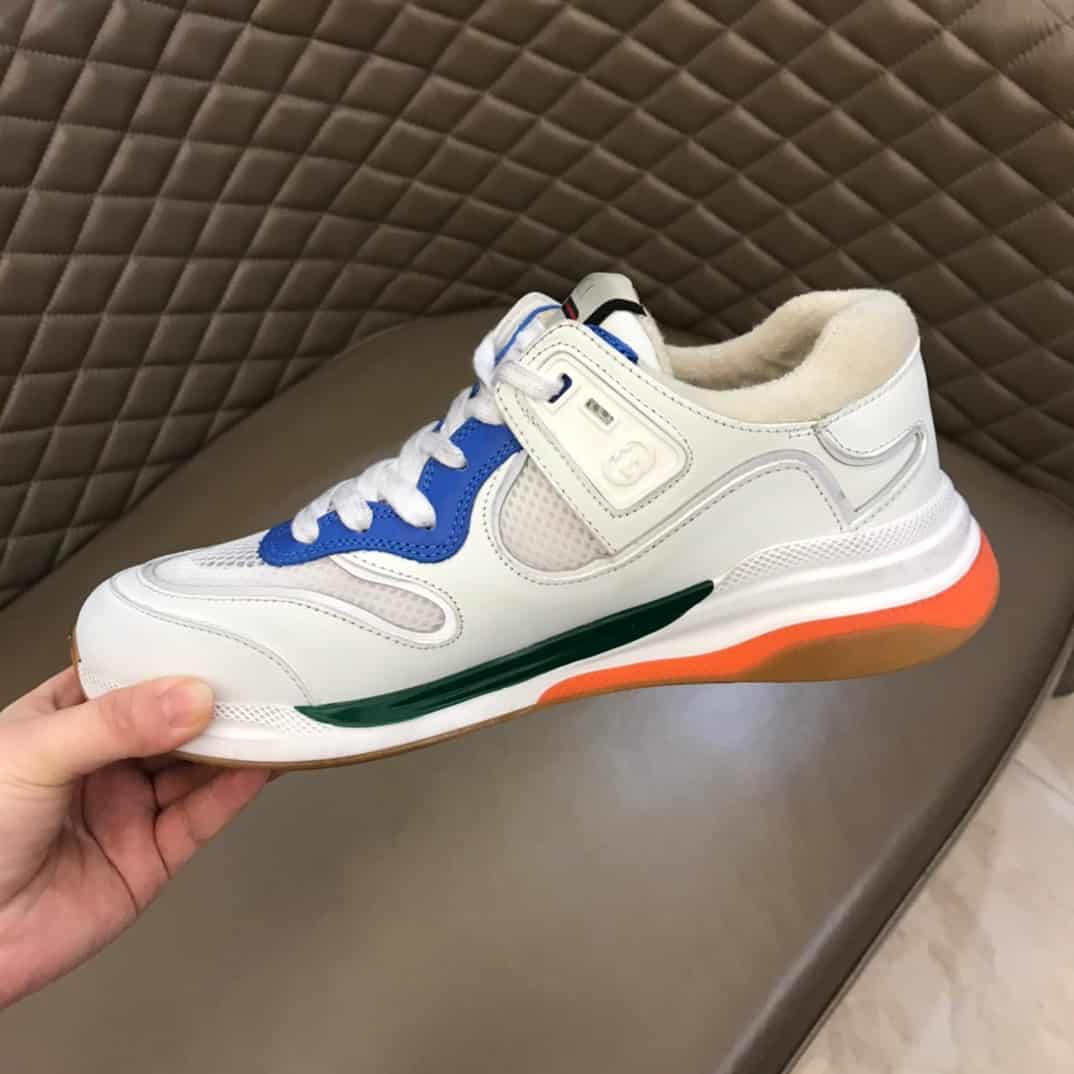 GUCCI G LINE SNEAKERS IN LEATHER AND MESH WITH EMBROIDERED LOGO - GC117