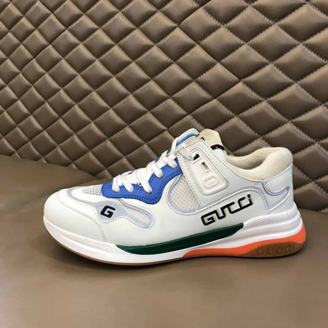 GUCCI G LINE SNEAKERS IN LEATHER AND MESH WITH EMBROIDERED LOGO - GC117