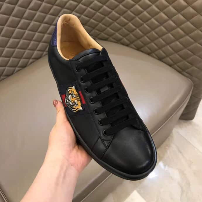 GUCCI TIGER ACE EMBROIDERED SNEAKER BLACK – GC49