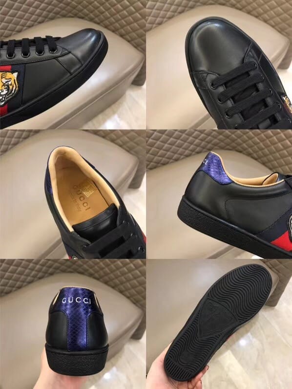 GUCCI TIGER ACE EMBROIDERED SNEAKER BLACK – GC49