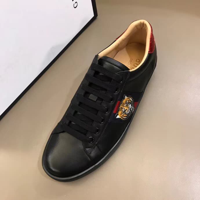 GUCCI TIGER ACE EMBROIDERED SNEAKER BLACK – GC49