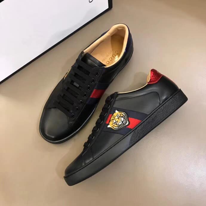 GUCCI TIGER ACE EMBROIDERED SNEAKER BLACK – GC49