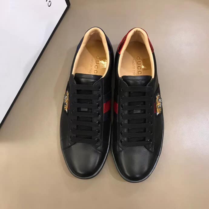 GUCCI TIGER ACE EMBROIDERED SNEAKER BLACK – GC49