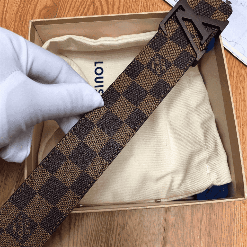LOUIS VUITTON DAMIER EBENE LV INITIALES BELT