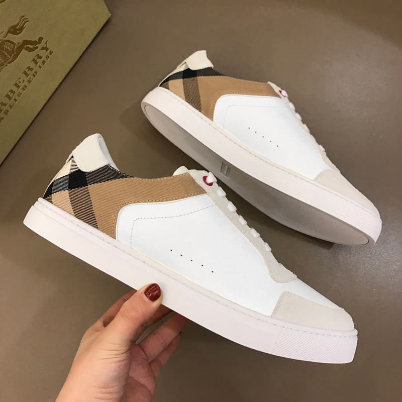 BURBERRY LEATHER AND HOUSE CHECK SNEAKERS - BBR27