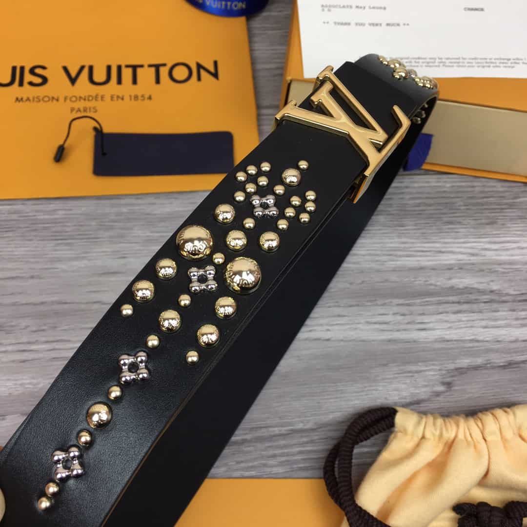LOUIS VUITTON CALF LEATHER LV ICONIC 35MM BELT - B122
