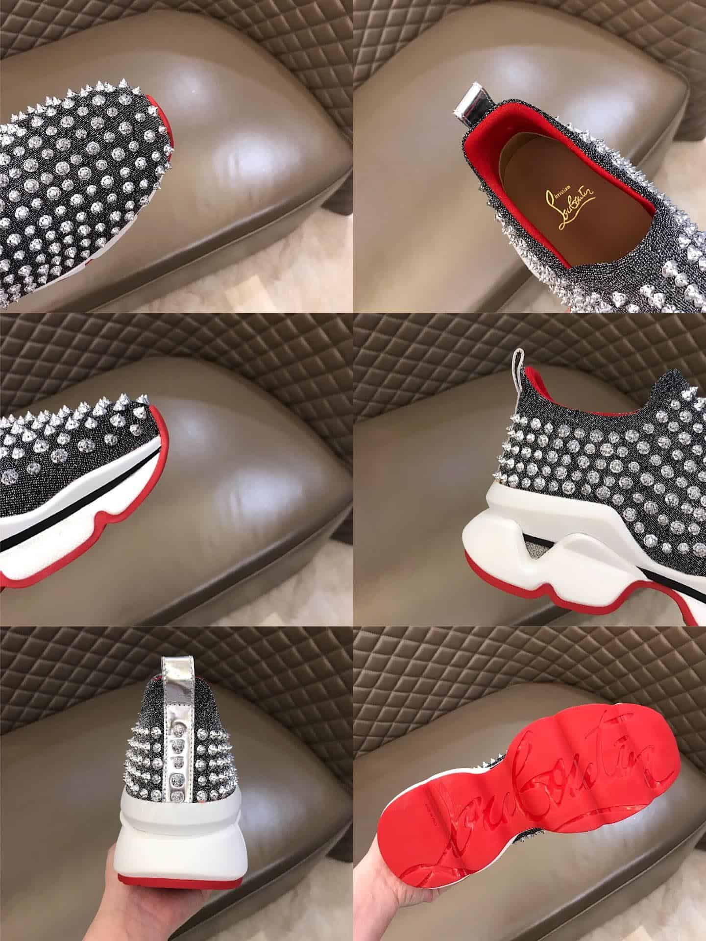 CHRISTIAN LOUBOUTIN GREY SPIKE SOCK SNEAKER- CL50