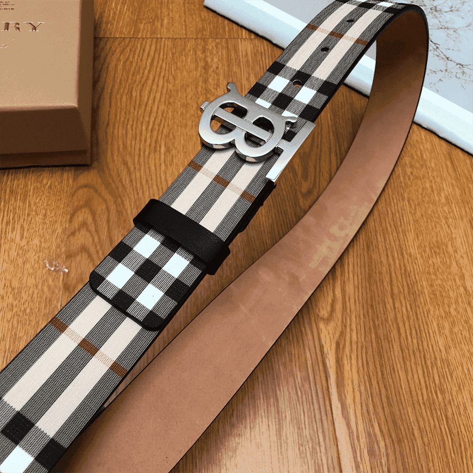 BURBERRY REVERSIBLE MONOGRAM MOTIF VINTAGE CHECK BELT IN ARCHIVE BEIGE - B26