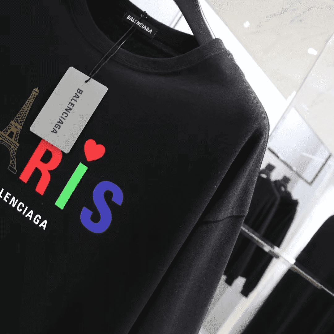 BALENCIAGA MEN'S BLACK MODE LOGO TEE - BB42