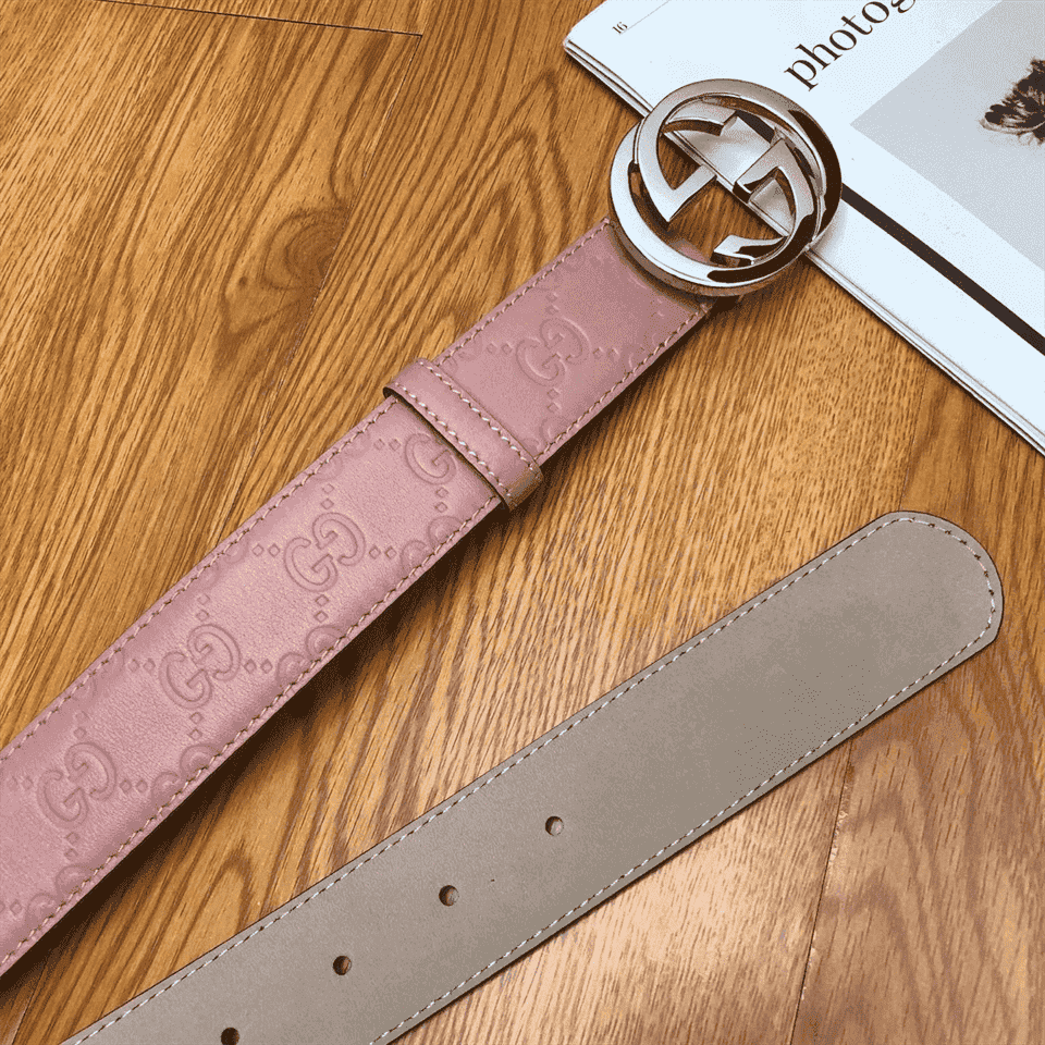 GUCCI INTERLOCKING G-BUCKLE LEATHER BELT - B2