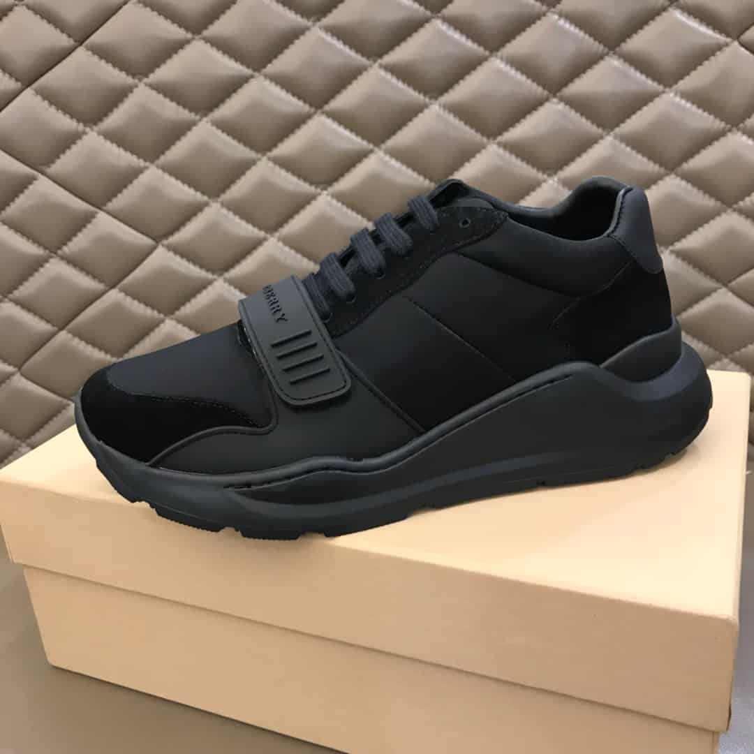 BURBERRY SUEDE AND NEOPRENE HIGH-TOP SNEAKERS - BBR19