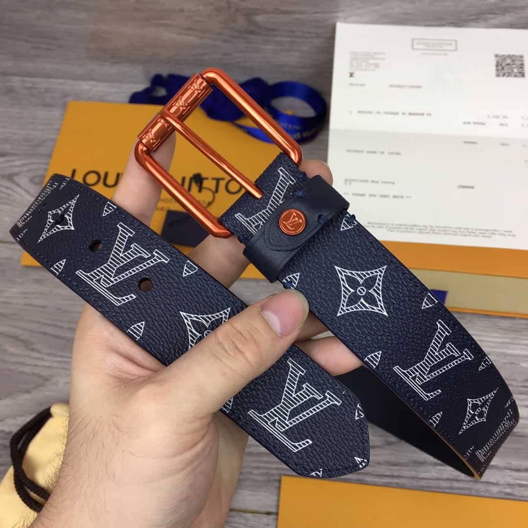 LOUIS VUITTON BELT VOYA.GER MONOGRAM UPSIDE DOWN INK NA.VY