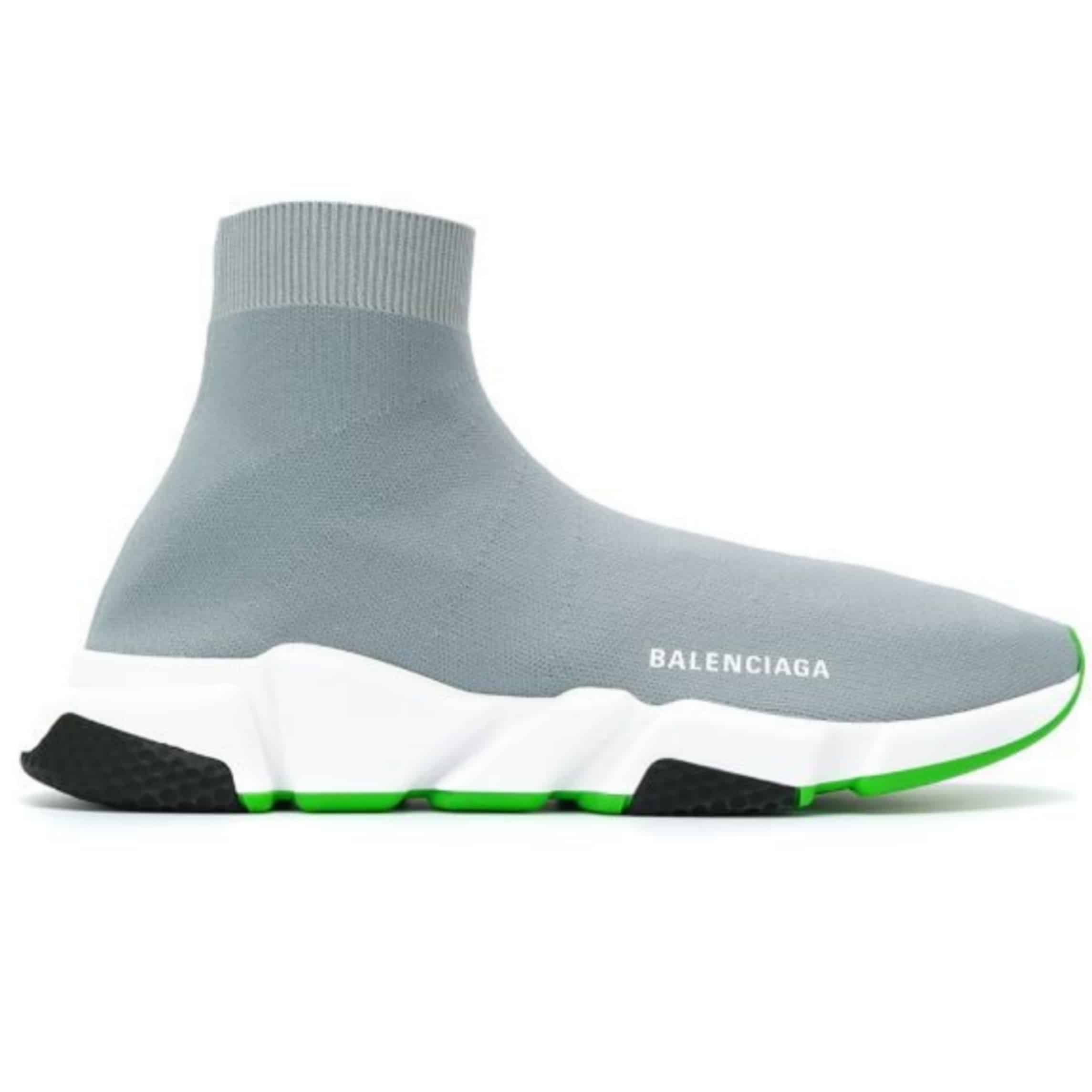 BALENCIAGA SPEED TRAINER METALLIC SILVER NEON - BB19