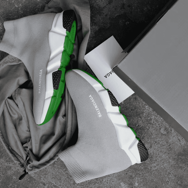 BALENCIAGA SPEED TRAINER METALLIC SILVER NEON - BB19