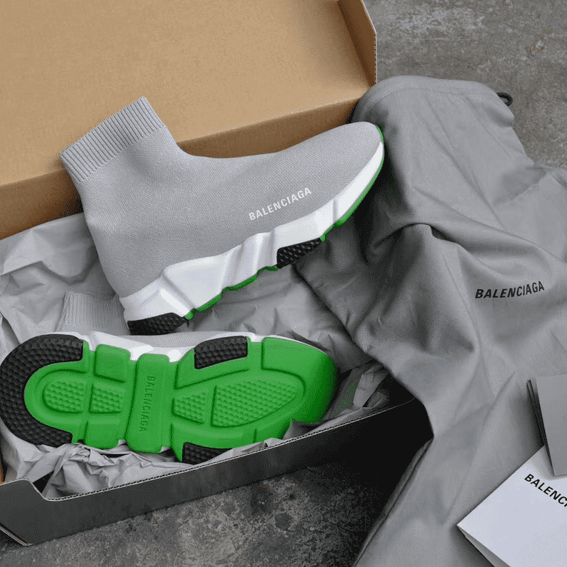 BALENCIAGA SPEED TRAINER METALLIC SILVER NEON - BB19