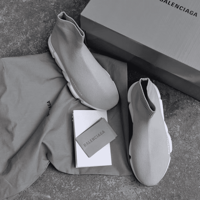 BALENCIAGA SPEED TRAINER METALLIC SILVER NEON - BB19