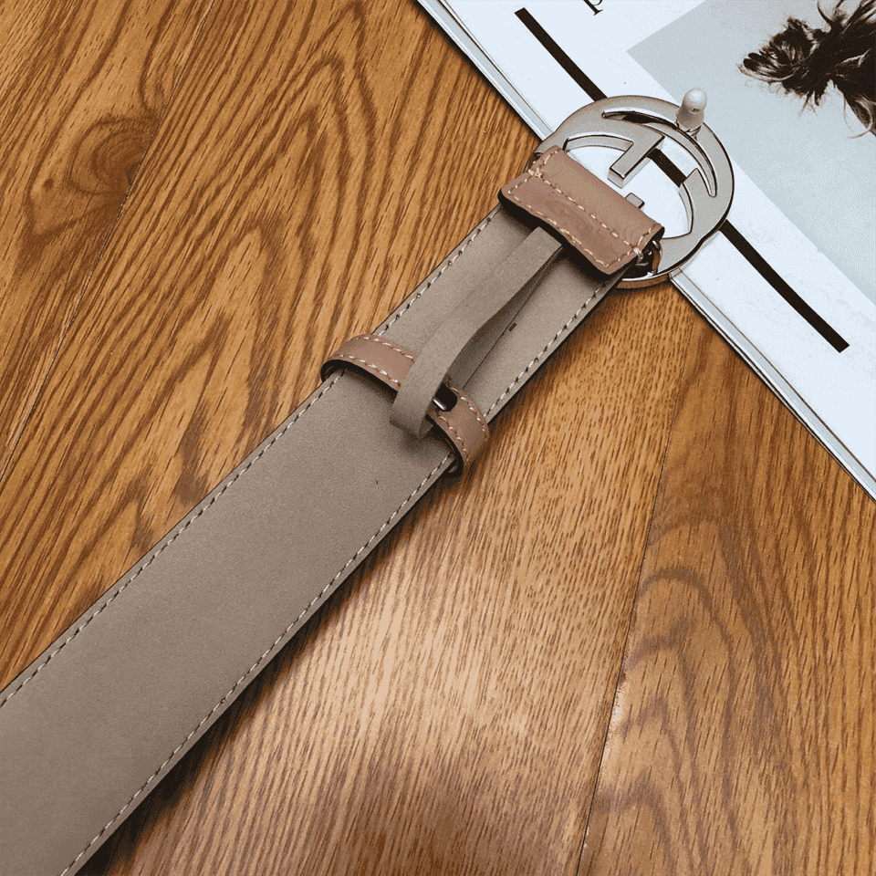 GUCCI INTERLOCKING G-BUCKLE LEATHER BELT - B2