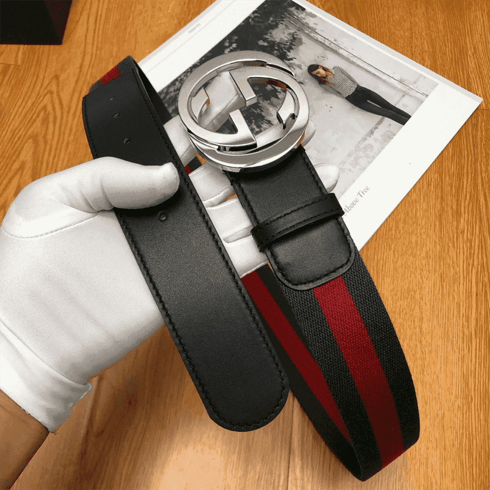 GUCCI MEN'S WEB STRIPED CANVAS BELT - B9