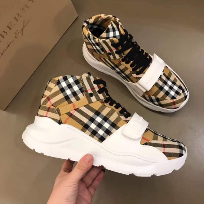 BURBERRY VINTAGE CHECK HIGH-TOP SNEAKERS