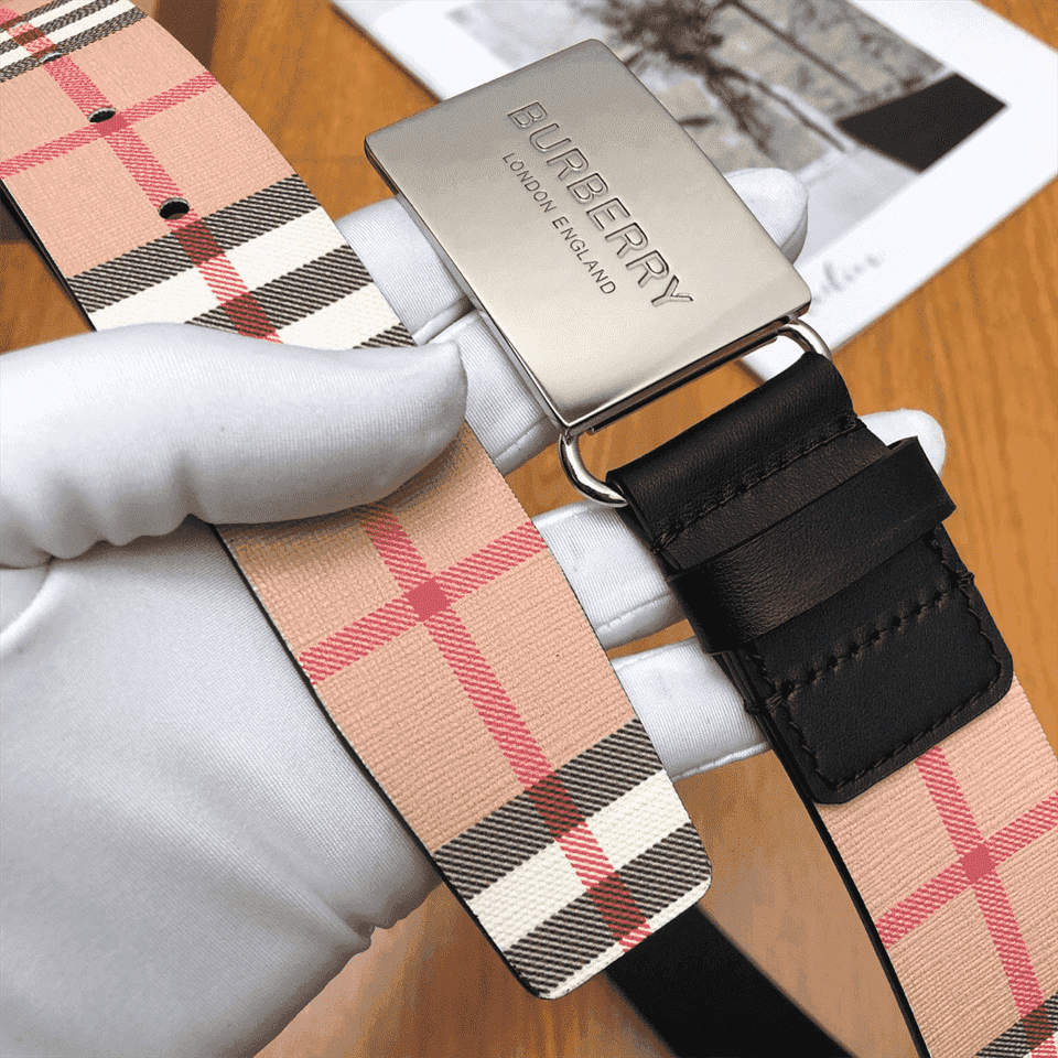 BURBERRY PLAQUE BUCKLE VINTAGE CHECK E-CANVAS BELT - B23