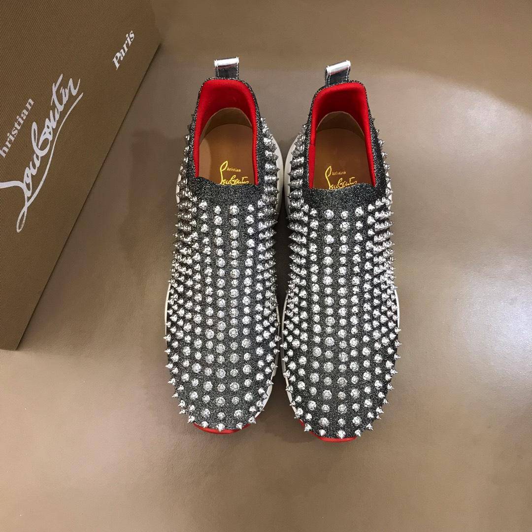 CHRISTIAN LOUBOUTIN GREY SPIKE SOCK SNEAKER- CL50