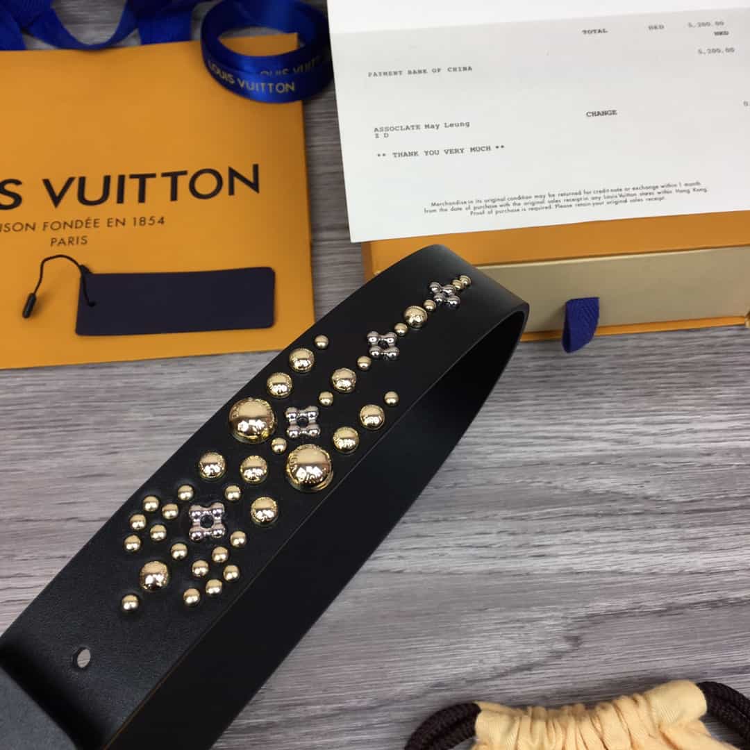 LOUIS VUITTON CALF LEATHER LV ICONIC 35MM BELT - B122