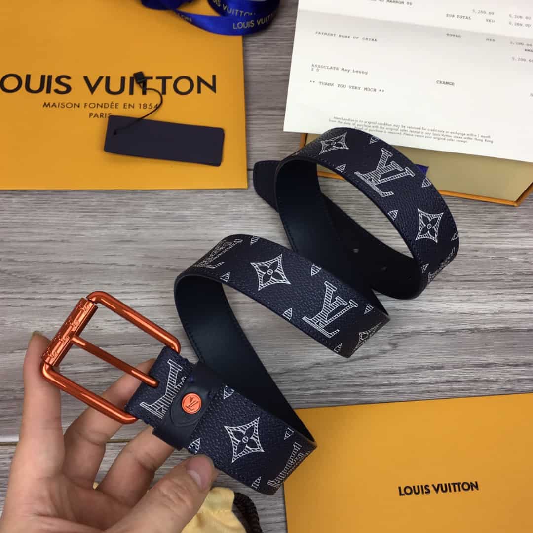 LOUIS VUITTON BELT VOYA.GER MONOGRAM UPSIDE DOWN INK NA.VY - B99