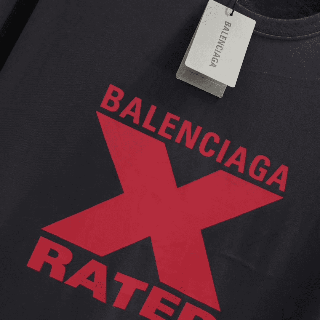 BALENCIAGA X-RATED BLACK COTTON-JERSEY T-SHIRT - BB39