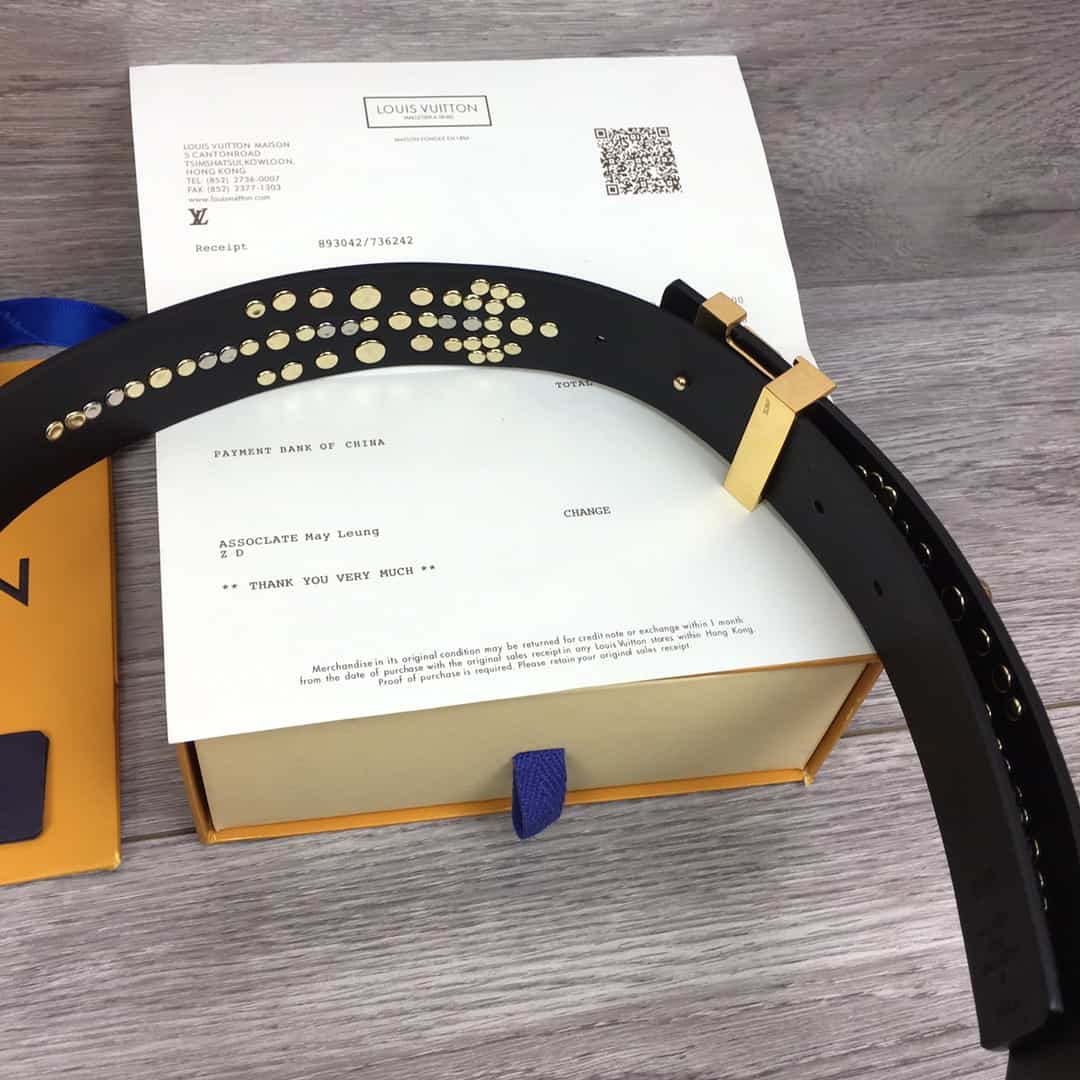 LOUIS VUITTON CALF LEATHER LV ICONIC 35MM BELT - B122