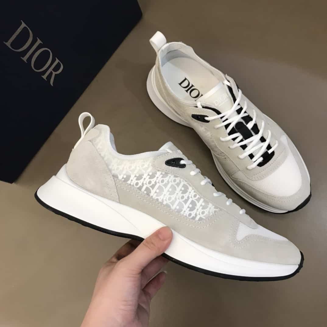 DIOR B25 OBLIQUE WHITE SUEDE RUNNER - CD38