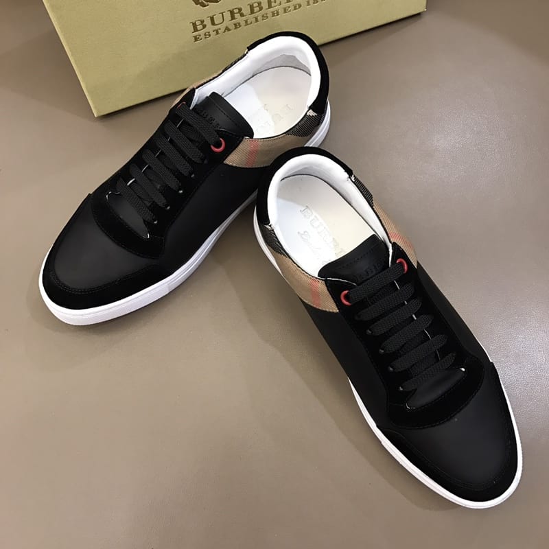 BURBERRY LEATHER AND HOUSE CHECK SNEAKERS - BBR26
