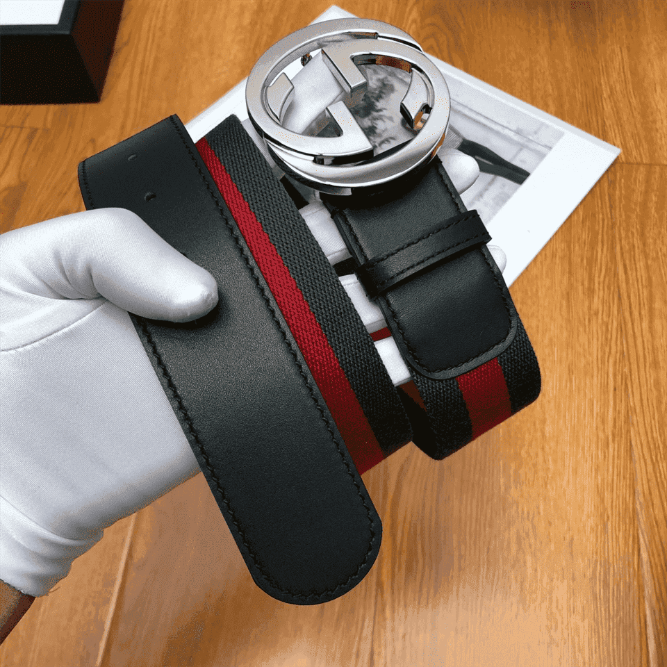 GUCCI MEN'S WEB STRIPED CANVAS BELT - B9